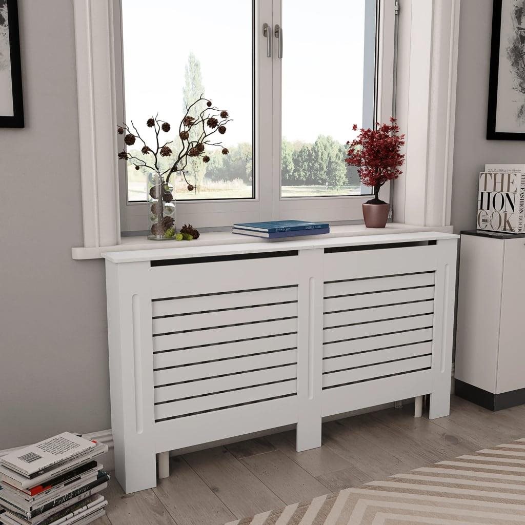 Kryt na radiátor biely 152 × 19 × 81,5 cm MDF Kryt na radiátor