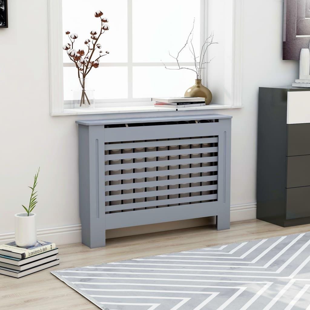 Kryt na radiátor antracitový 112 × 19 × 81 cm MDF Kryt na radiátor