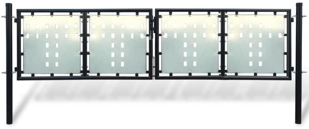 Čierna dvojkrídlová plotová brána, 300 × 125 cm 141690 Brána
