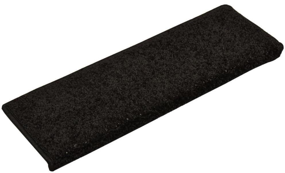 Kobercové nášľapy na schody 15 ks 65 × 25 cm čierne Nášlapy na schody
