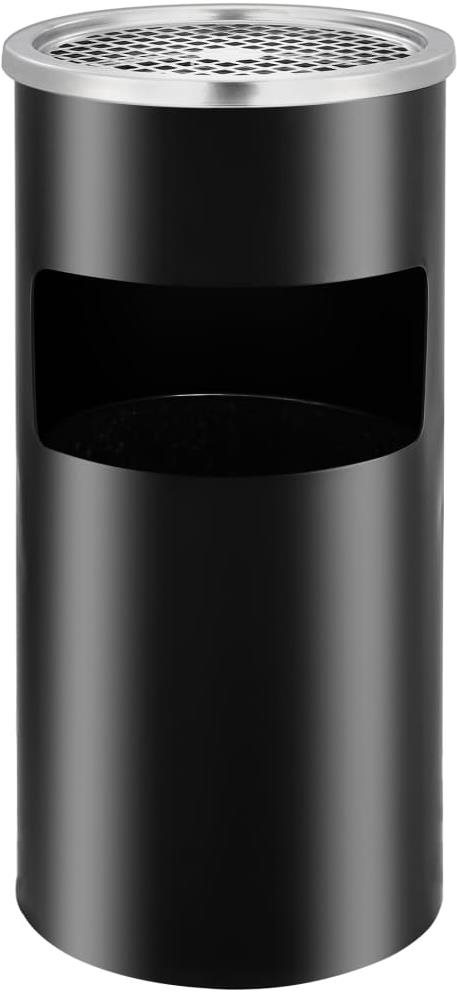 Nástenný odpadkový kôš s popolníkom, oceľ, 26 l, čierny Odpadkový kôš