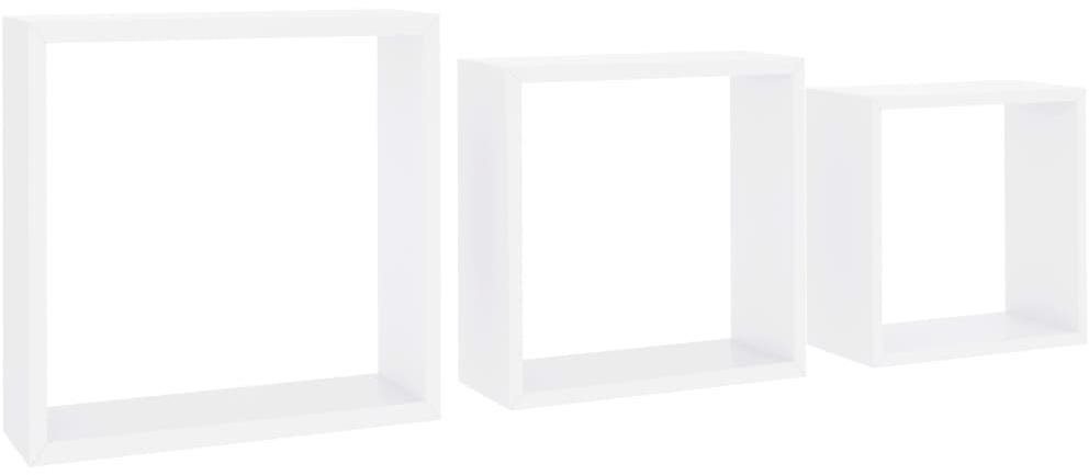 Nástenné police kocky 3 ks biele MDF Polica