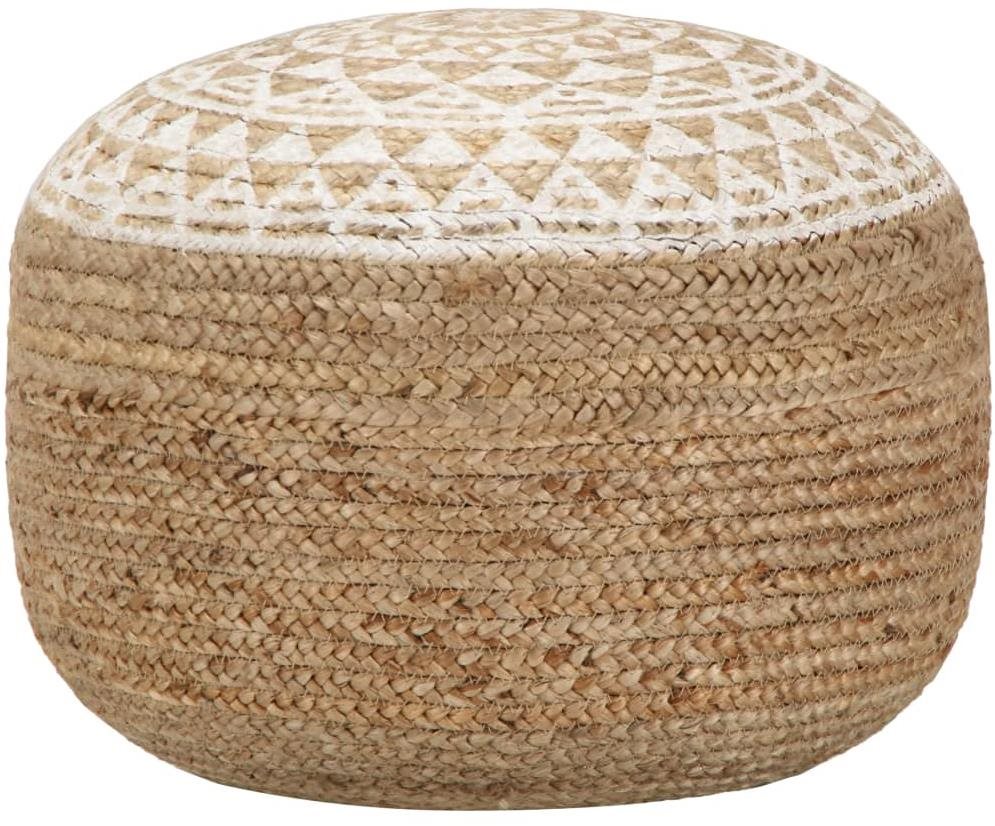 Ručne vyrobený sedací puf biely, 45 × 30 cm, juta Taburetka