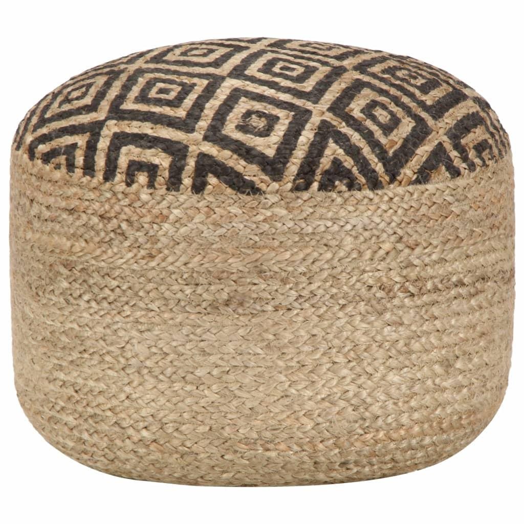 Ručne vyrobený sedací puf čierny 45 × 30 cm juta Taburetka
