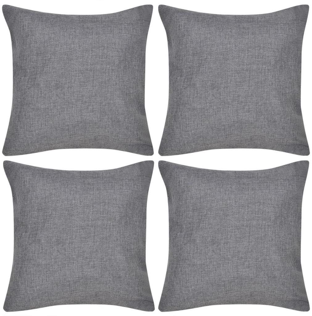 4 antracitové poťahy na vankúše, so vzhľadom lnu 50 × 50 cm...