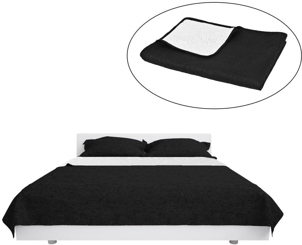Obojstranná prešívaná prikrývka na posteľ 170 × 210 cm čierno-biela...