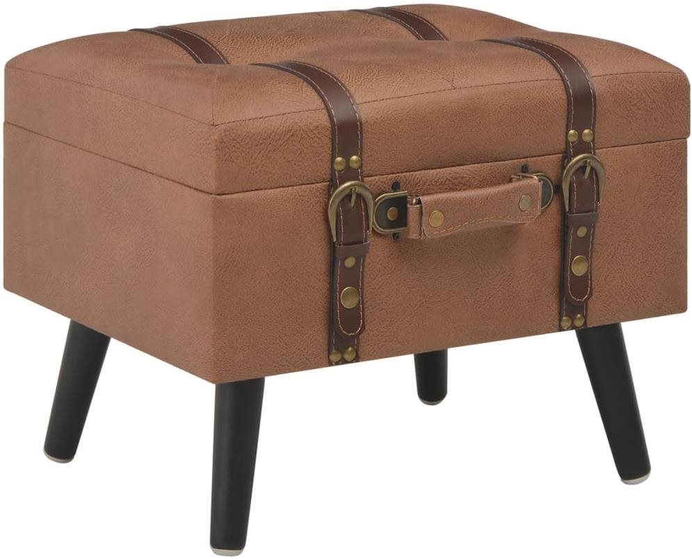 Stolička s úložným priestorom, 40 cm, hnedá umelá koža Stolička