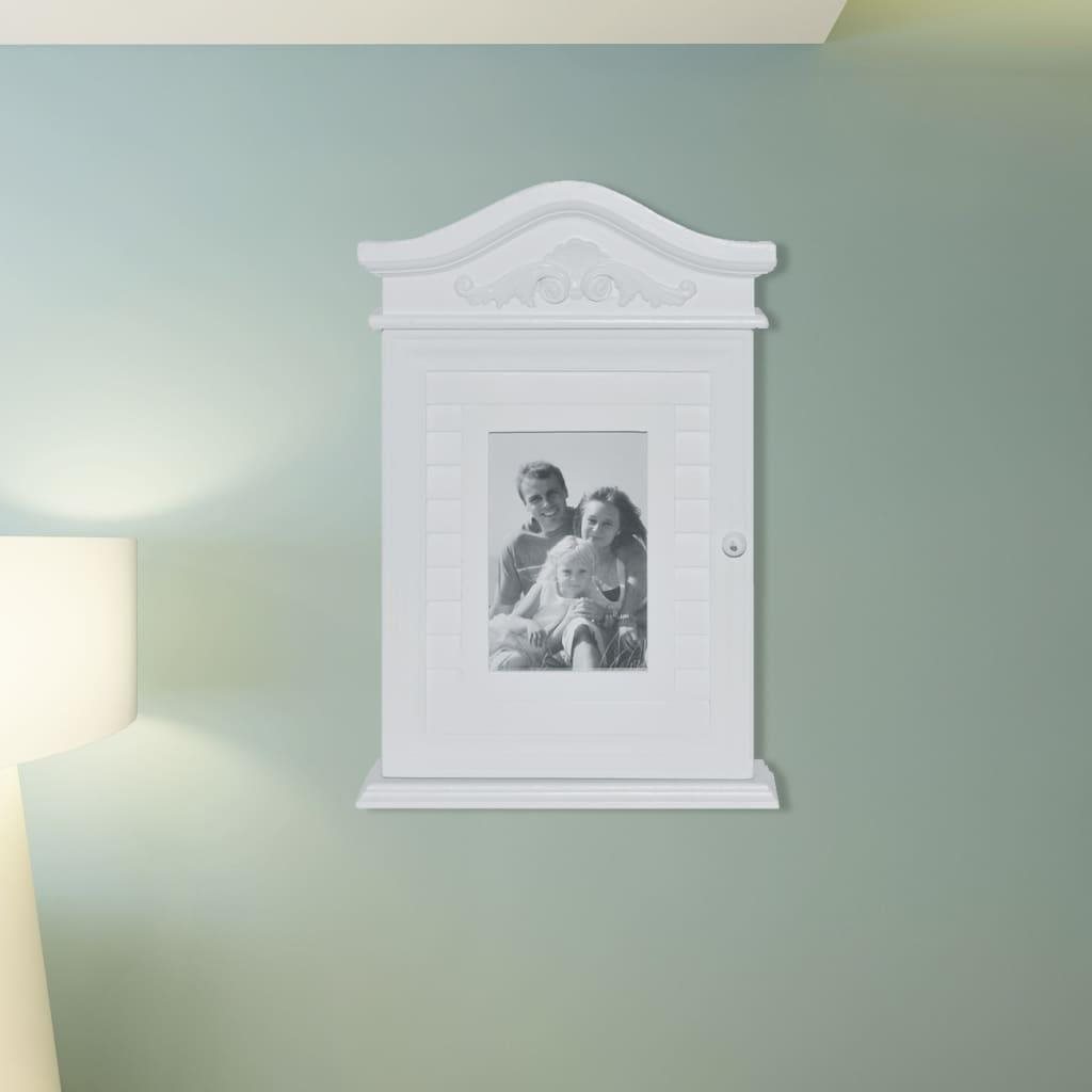 Skrinka na kľúče s fotorámčekom biela Skrinka na kľúče