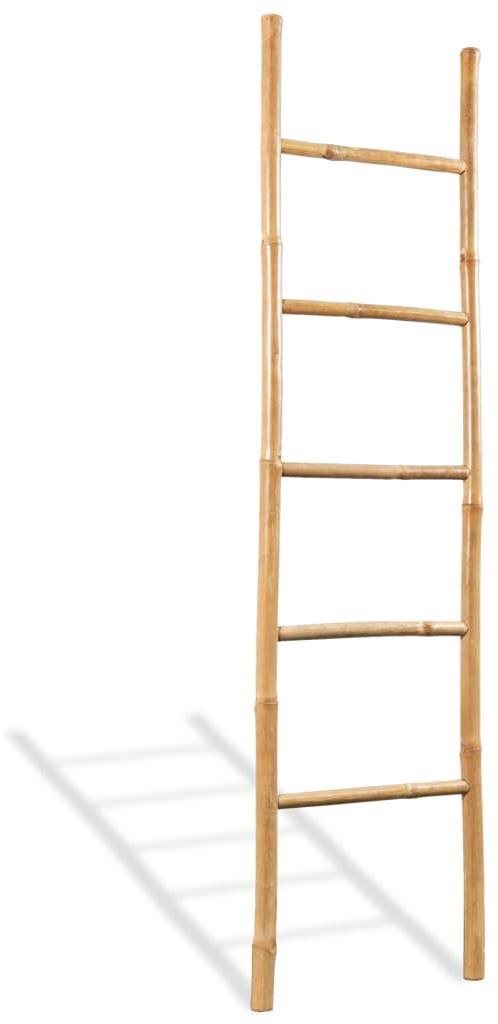 Rebrík na uteráky s 5 priečkami, bambus, 150 cm Držiak na uteráky