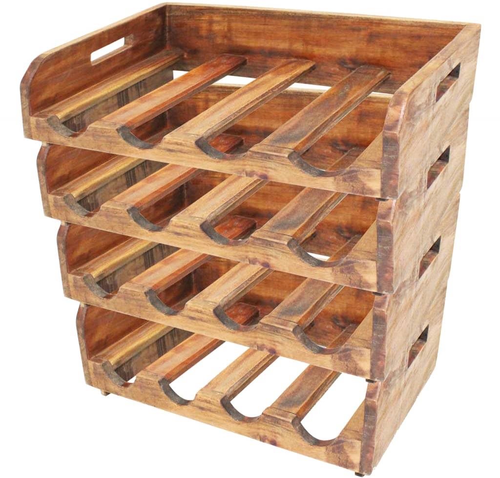 Stojan na 16 ks fliaš vína, 4 regály, masívne recyklované drevo...