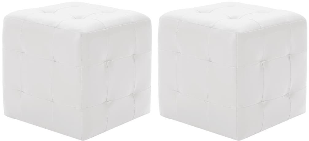 Taburety 2 ks biele 30 × 30 × 30 umelá koža Taburetka