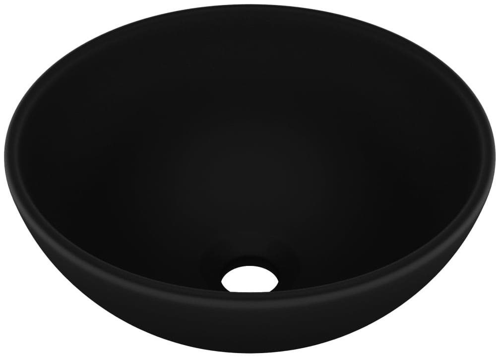 Luxusné umývadlo okrúhle matné čierne 32,5 × 14 cm keramické Umývadlo