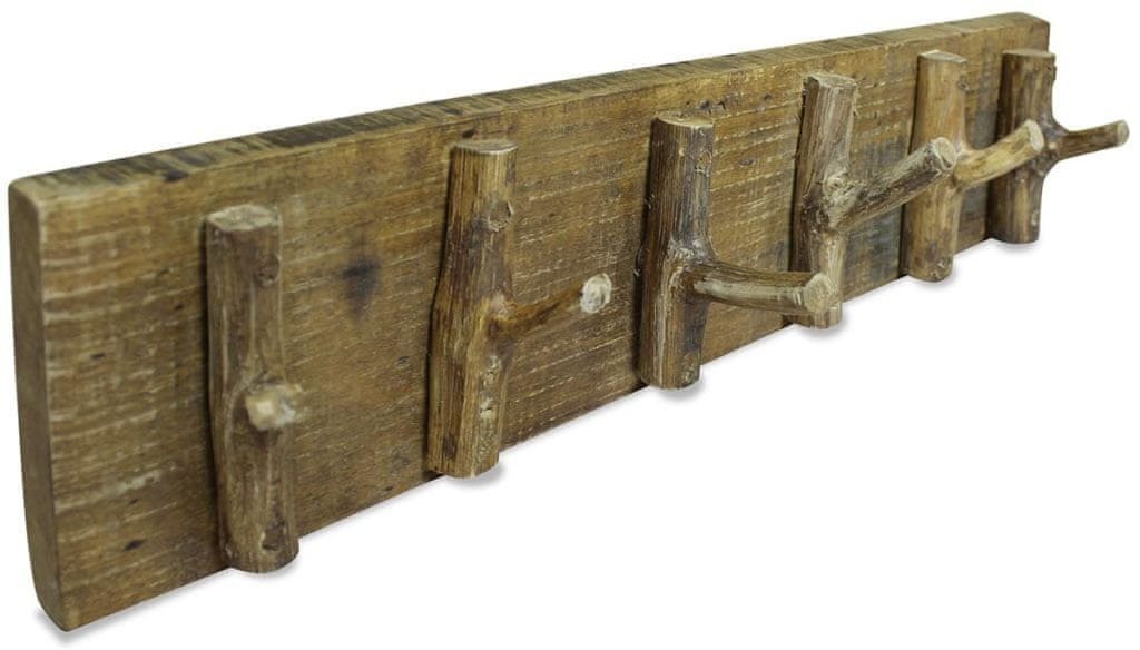 Věšák z masivního recyklovaného dřeva, 60 × 15 cm Věšák