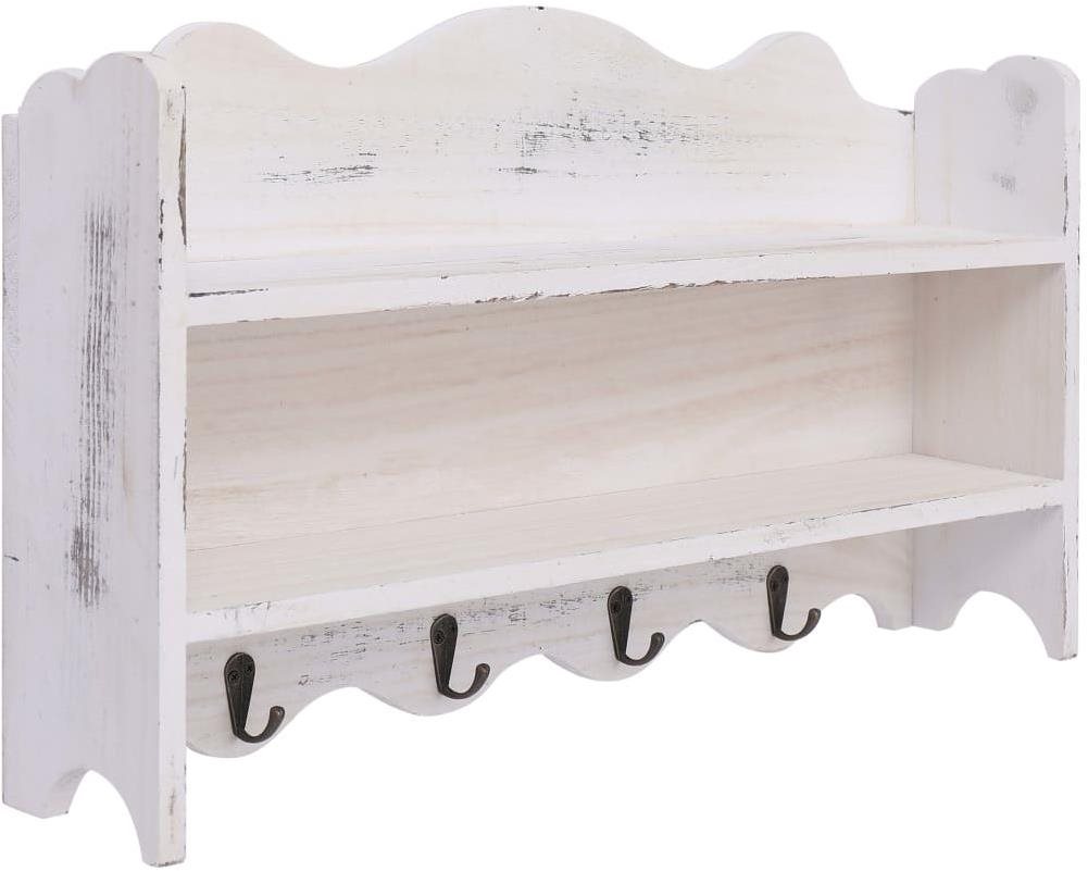 Nástenný vešiak biely 50 × 10 × 30 cm drevo Vešiak