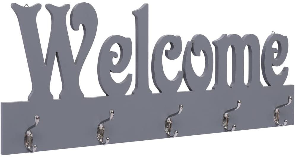 Nástěnný věšák WELCOME šedý 74 × 29,5 cm Věšák