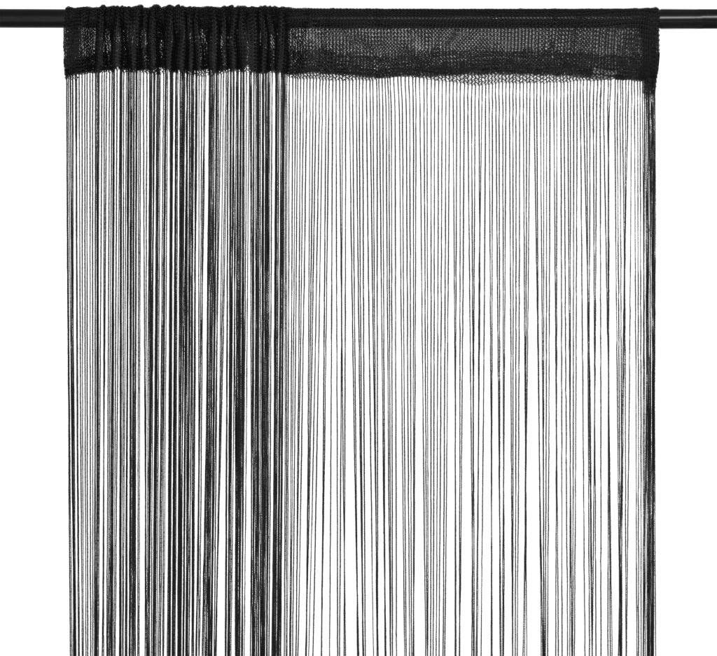 Šnúrkové záclony, 2 ks, 100x250 cm, čierne Záves