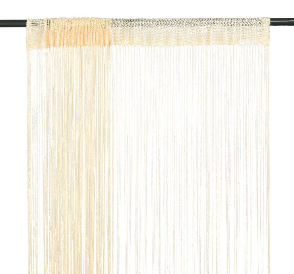 Šnúrkové záclony, 2 ks, 100 × 250 cm, krémové Záves