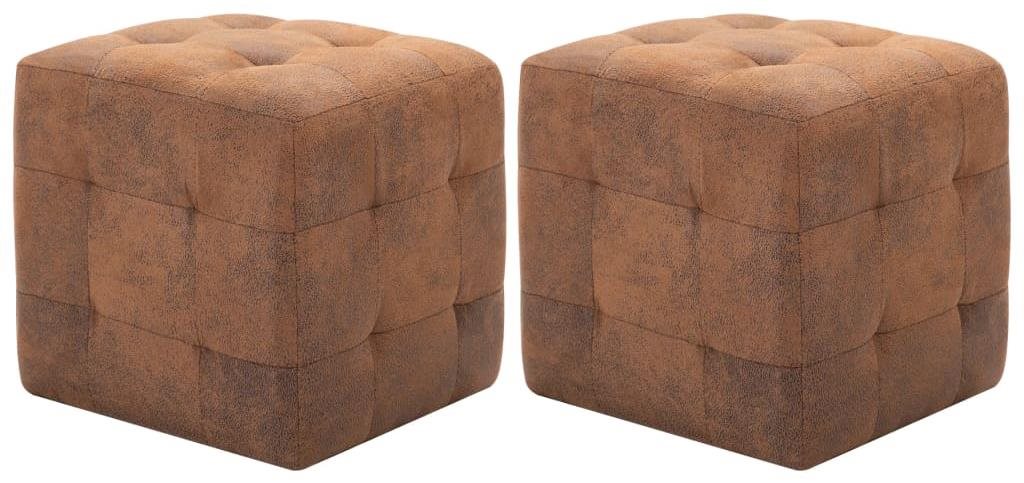 Taburety 2 ks hnedé 30 × 30 × 30 cm umelá brúsená koža Taburetka