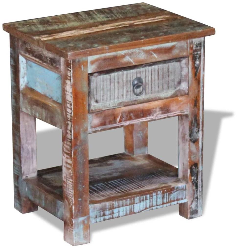 Odkladací stolík zásuvka masívne recyklované drevo 43 x 33 x 51 cm...
