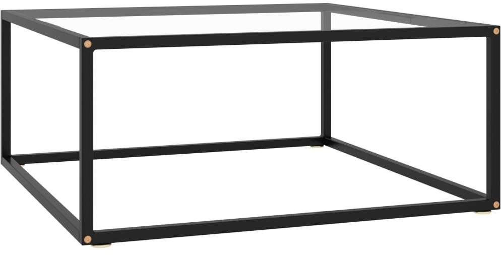 Čajový stolík čierny s tvrdeným sklom 80 × 80 × 35 cm Odkladací...