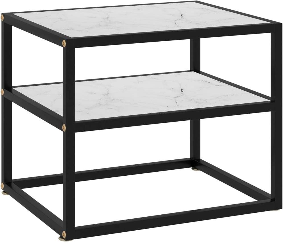 Konzolový stolík biely 50 × 40 × 40 cm tvrdené sklo Konzolový stolík