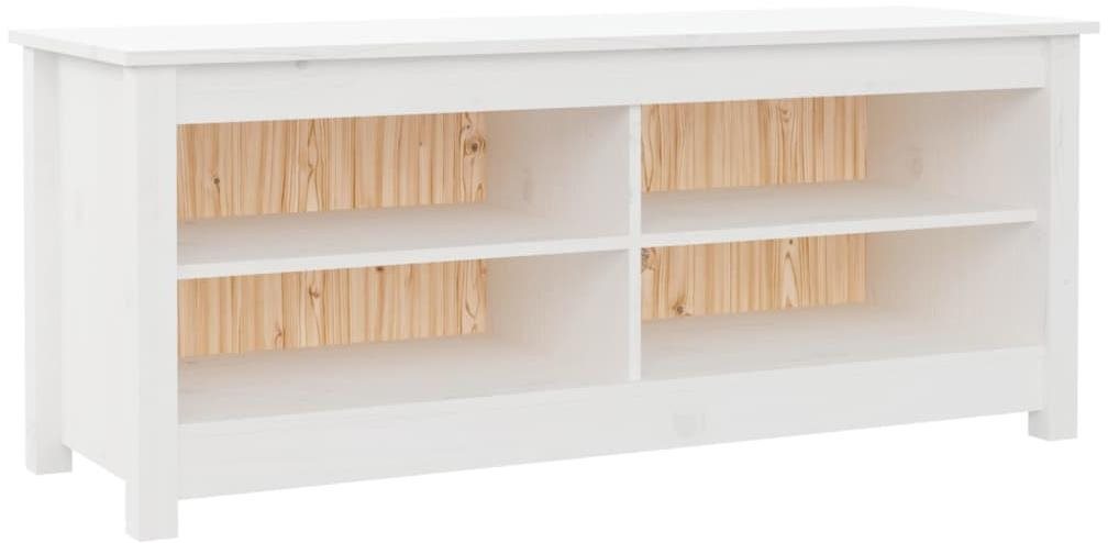 Lavica s botníkom biela 110 × 38 × 45,5 cm, masívna borovica Botník