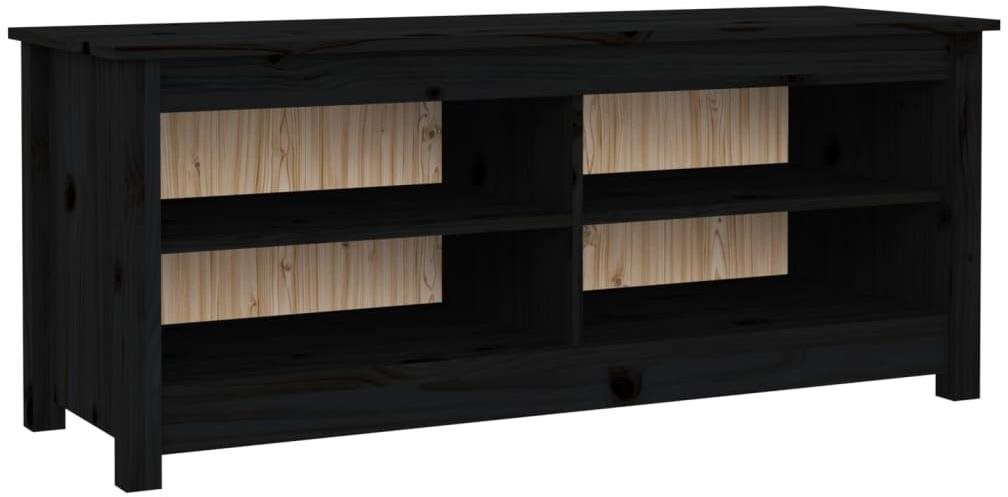 Lavica s botníkom čierna 110 × 38 × 45,5 cm, masívna borovica Botník