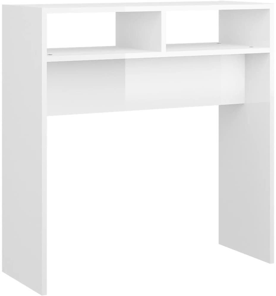 Konzolový stolík biely vysoký lesk 78 × 30 × 80 cm drevotrieska...