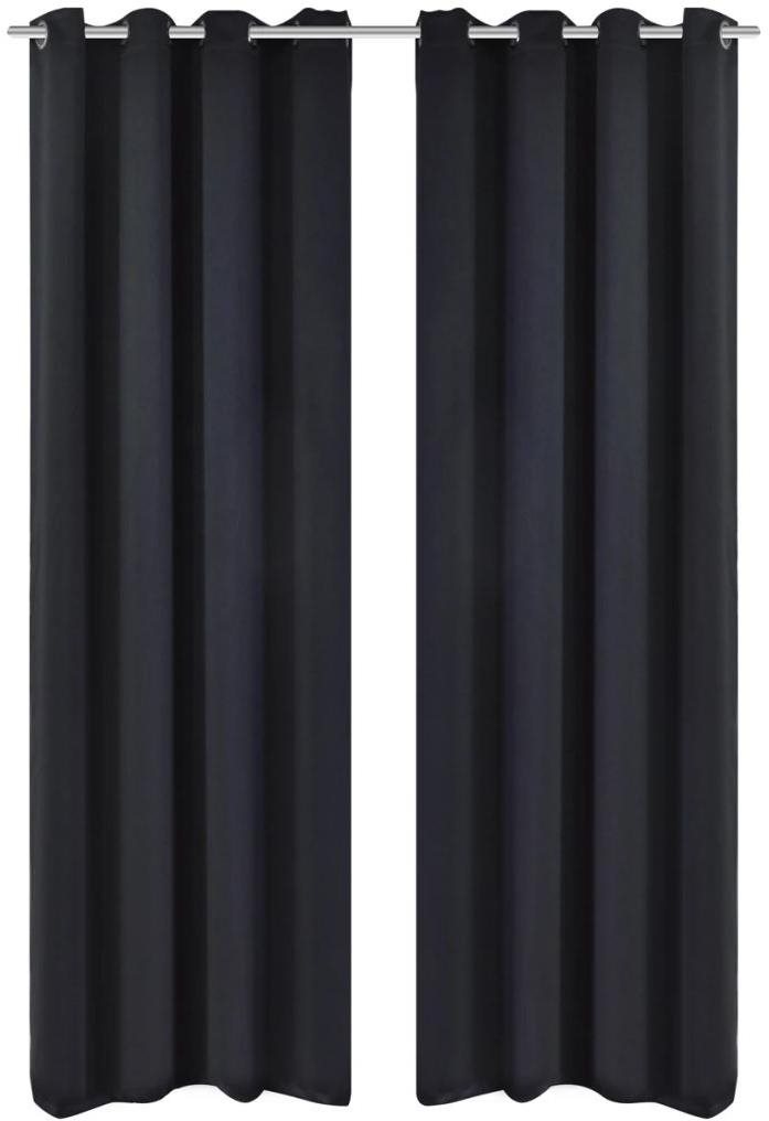 Čierne zatemňovacie závesy s kovovými krúžkami – 2 ks – 135 x 245...