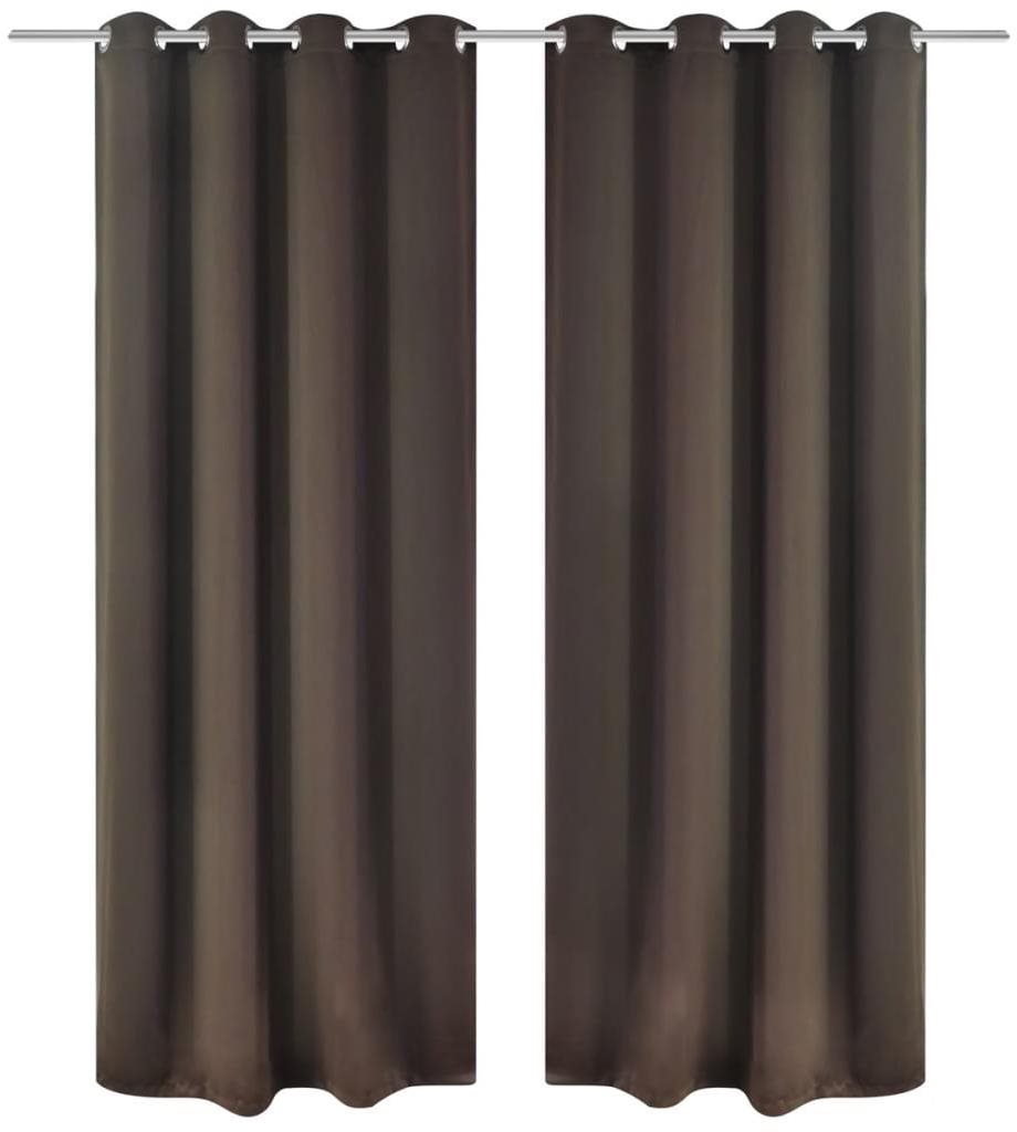 Zatemňovacie závesy s kovovými okami, 2 ks, 135 × 175 cm, hnedá Záves