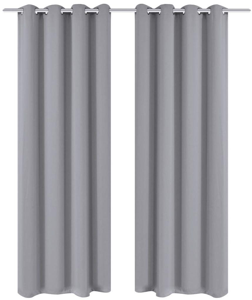 Zatemňovacie závesy s kovovými okami, 2 ks, 135 × 175 cm, sivé Záves