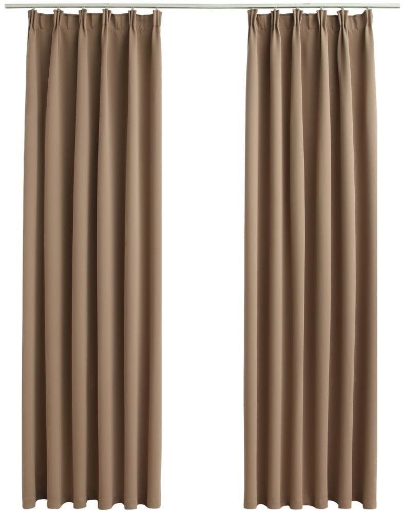 Zatemňovacie závesy s háčikmi 2 ks taupe 140 × 175 cm Záves