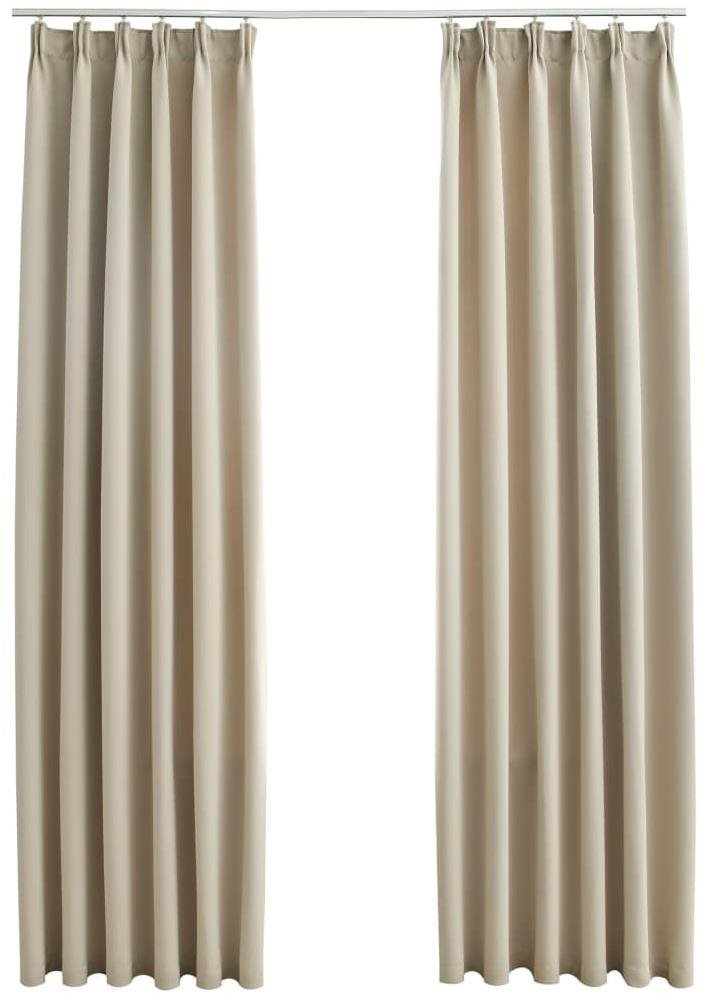 Zatemňovacie závesy s háčikmi 2 ks béžové 140 x 175 cm Záves