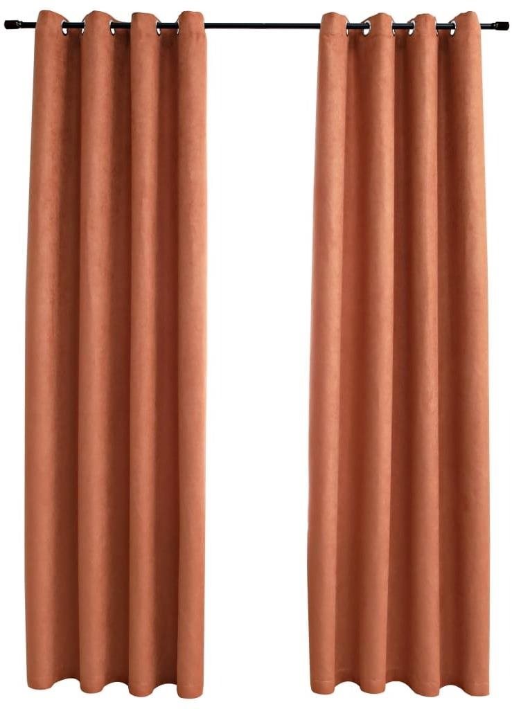 Zatemňovacie závesy s kovovými krúžkami 2 ks hrdzavé 140 x 225 cm...