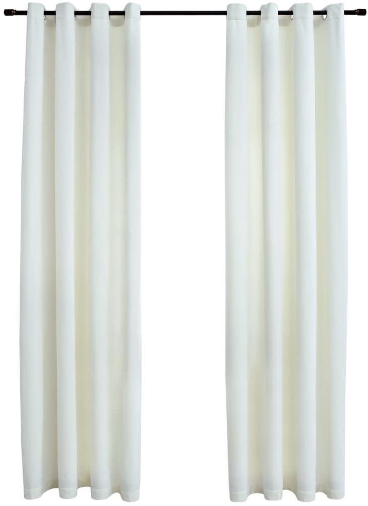 Zatemňovacie závesy s krúžkami 2 ks zamat krémové 140 × 225 cm Záves