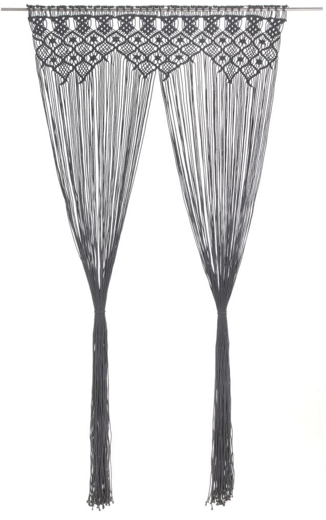 Macramé záves antracitový 140 × 240 cm bavlna Záves