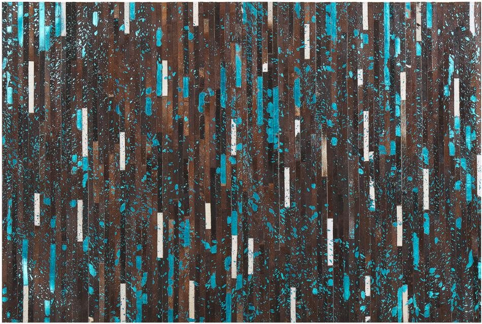 Kožený koberec 140 × 200 cm hnedo-modrý KISIR, 200983 Koberec