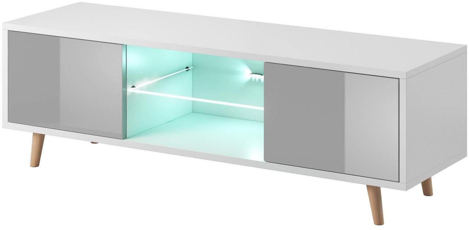 Sweden TV asztal 1 + LED, fényes szürke, 5903018215402 TV asztal