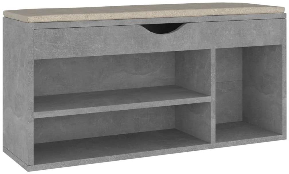 Botník s poduškou betónovo sivý 104 × 30 × 49 cm drevotrieska,...
