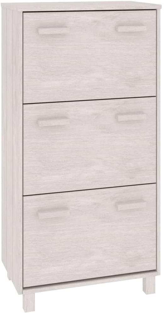 Skrinka na topánky biela 59,5 × 35 × 117 cm masívne borovicové...
