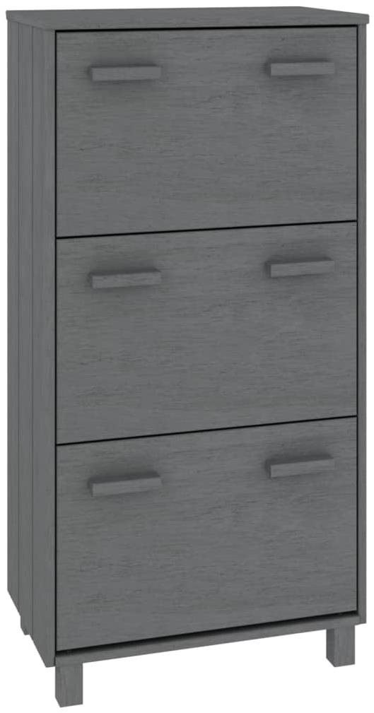 Skrinka na topánky tmavo sivá 59,5 × 35 × 117 cm masívne borovicové...