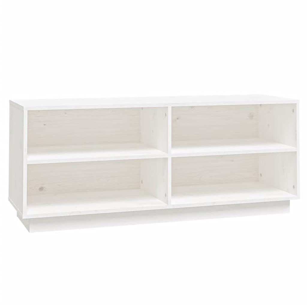 Skrinka na topánky biela 110 × 34 × 45 cm masívne borovicové drevo,...