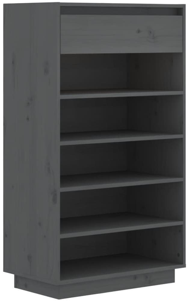 Skrinka na topánky sivá 60 × 34 × 105 cm masívne borovicové drevo,...