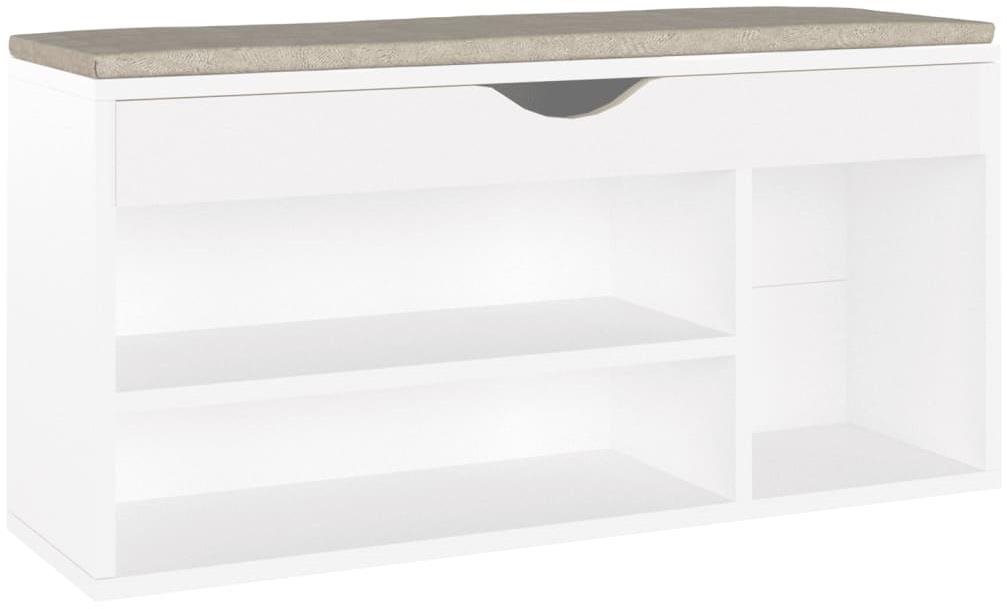 Lavica s botníkom a poduškou biela 104 × 30 × 49 cm drevotrieska...