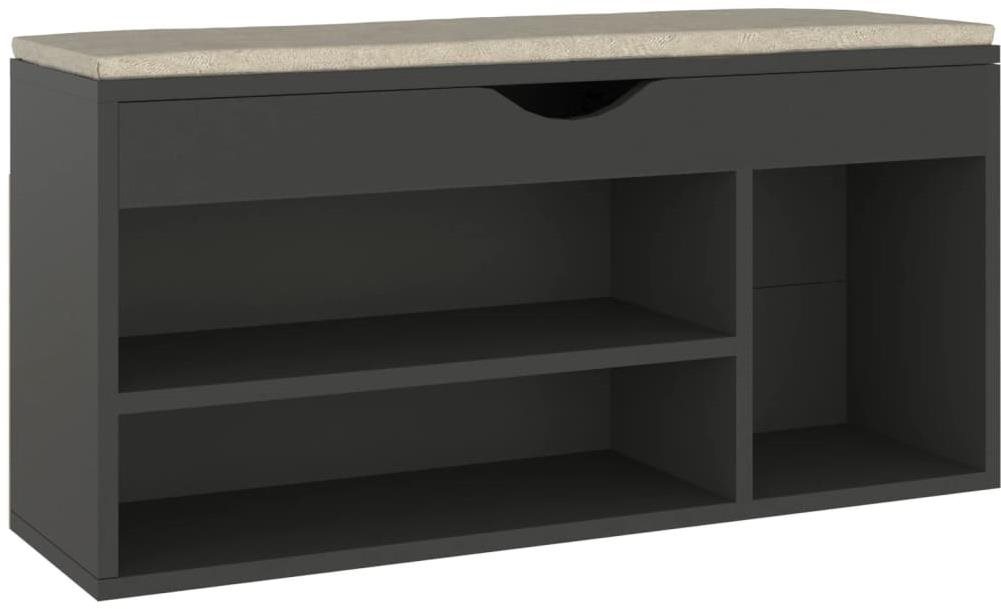 Lavica s topánkovníkom a poduškou sivá 104 × 30 × 49 cm...