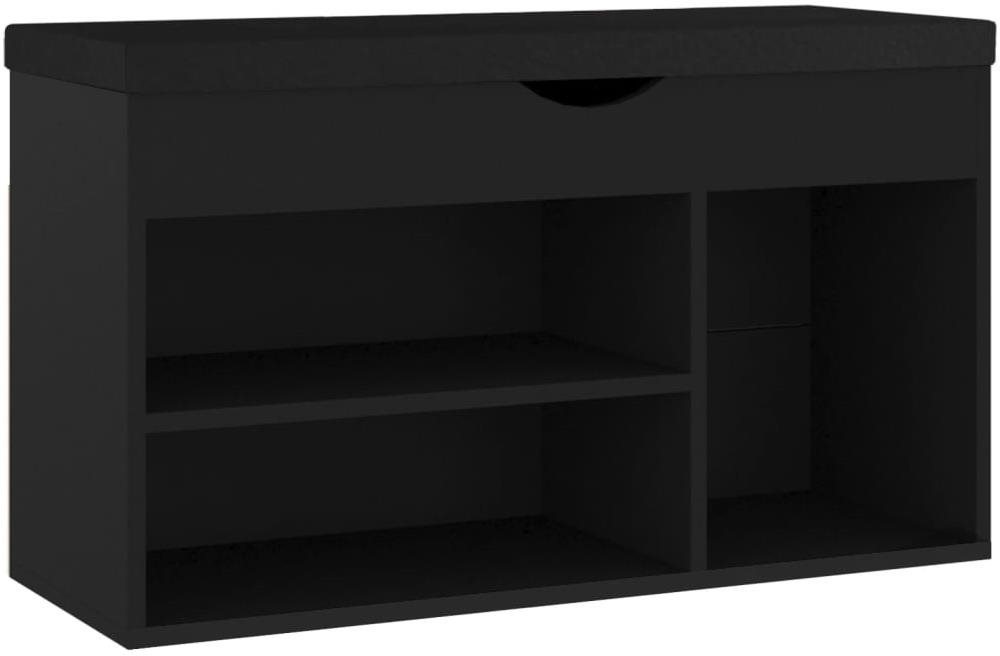 Lavica s botníkom a poduškou čierna 80 × 30 × 47 cm drevotrieska,...