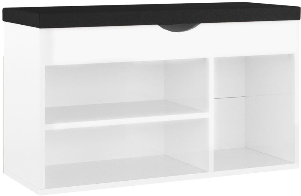 Lavica s botníkom a poduškou biela lesklá 80 × 30 × 47 cm...