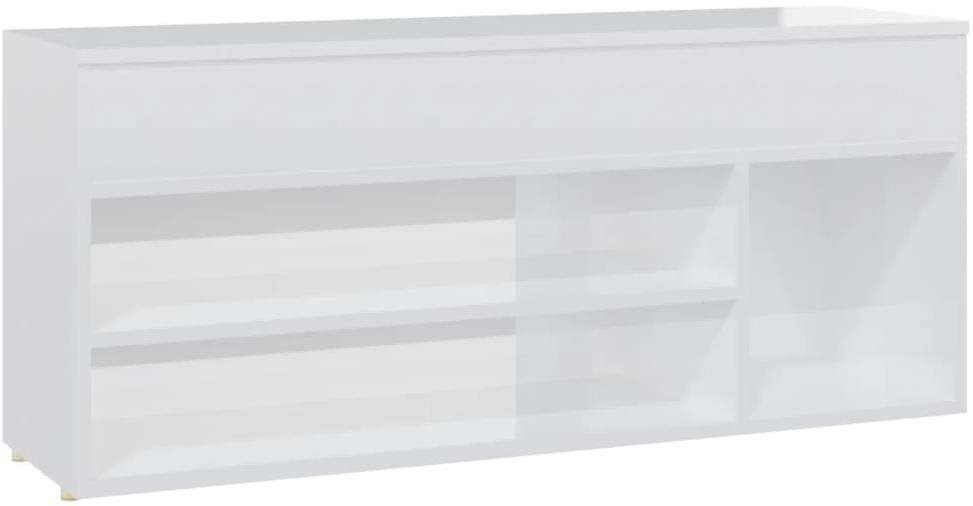Lavica so skrinkou na topánky biela vysoký lesk 105 × 30 × 45 cm...