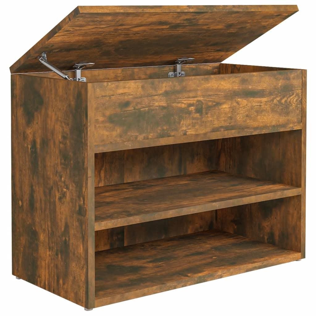 Lavica s botníkom dymový dub 60 × 30 × 45 cm kompozitné drevo,...