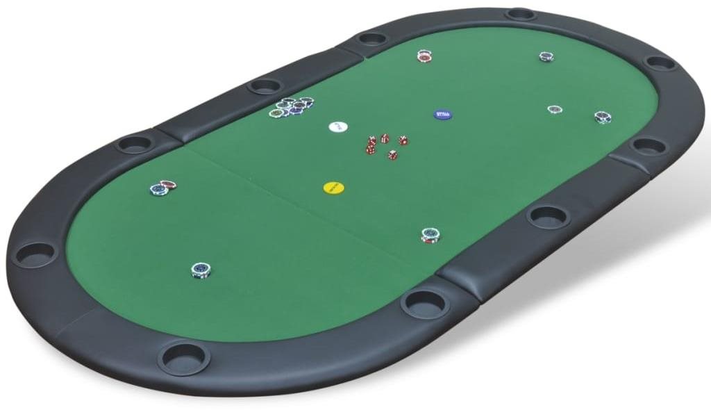 Skladacia doska na poker pre 10 hráčov zelená Stôl